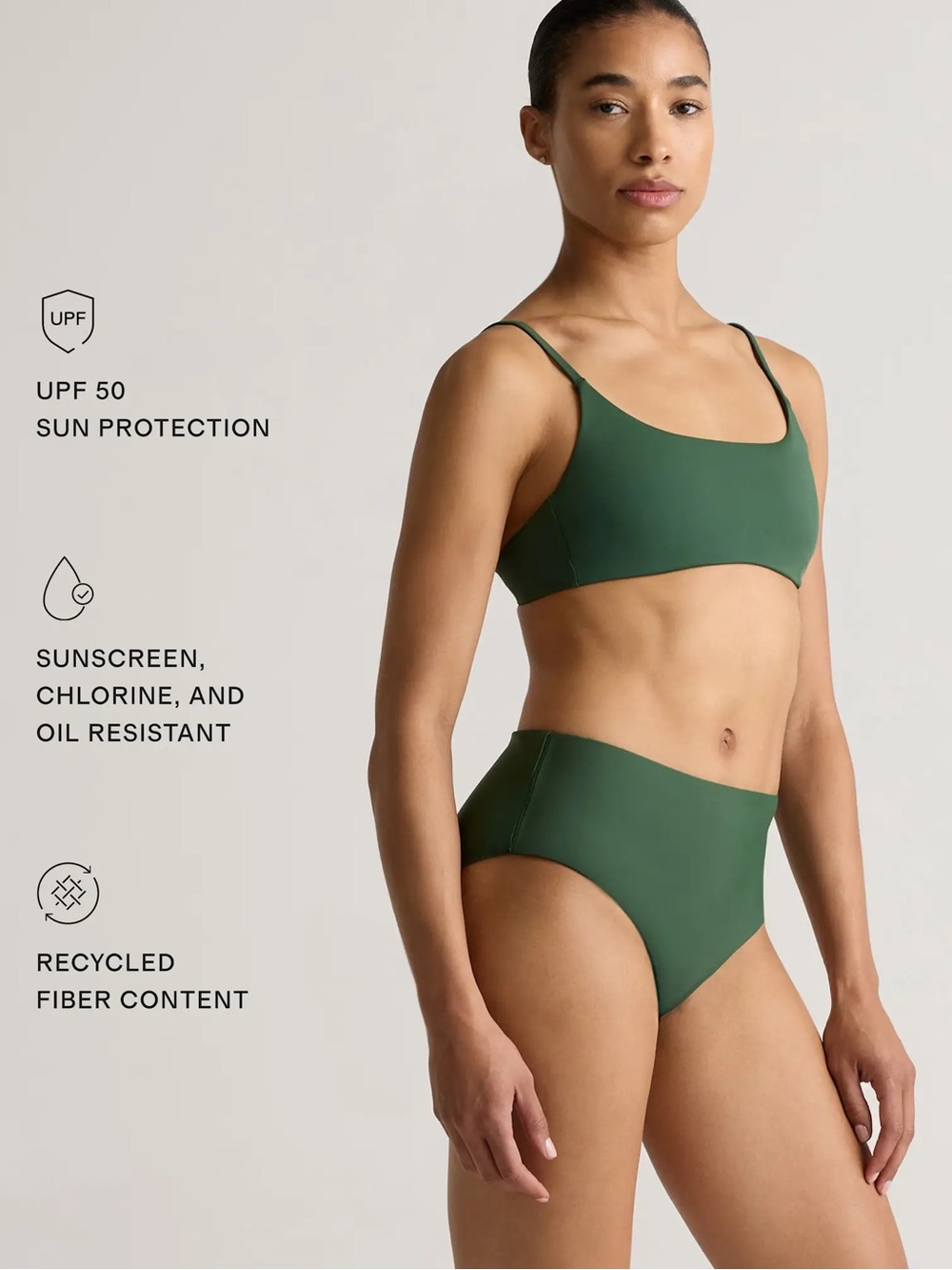 NWT Quince Italian High Rise Bikini Bottom Palm Green XS